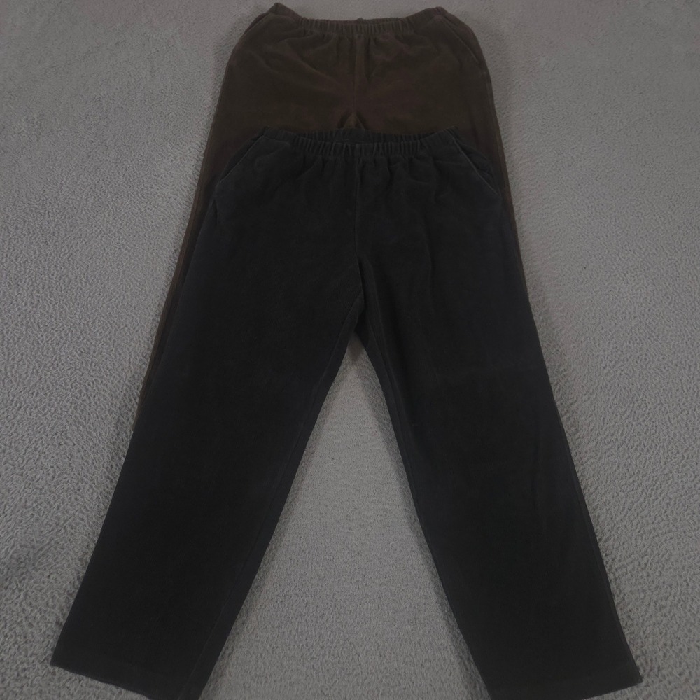 LOT OF 2 Lands' End Pants Womens M Petite Sport Knit High Rise Corduroy Straight